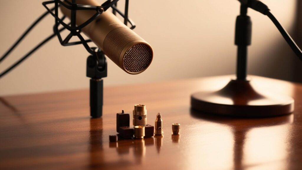 Image of a small pencil microphone recording small objects